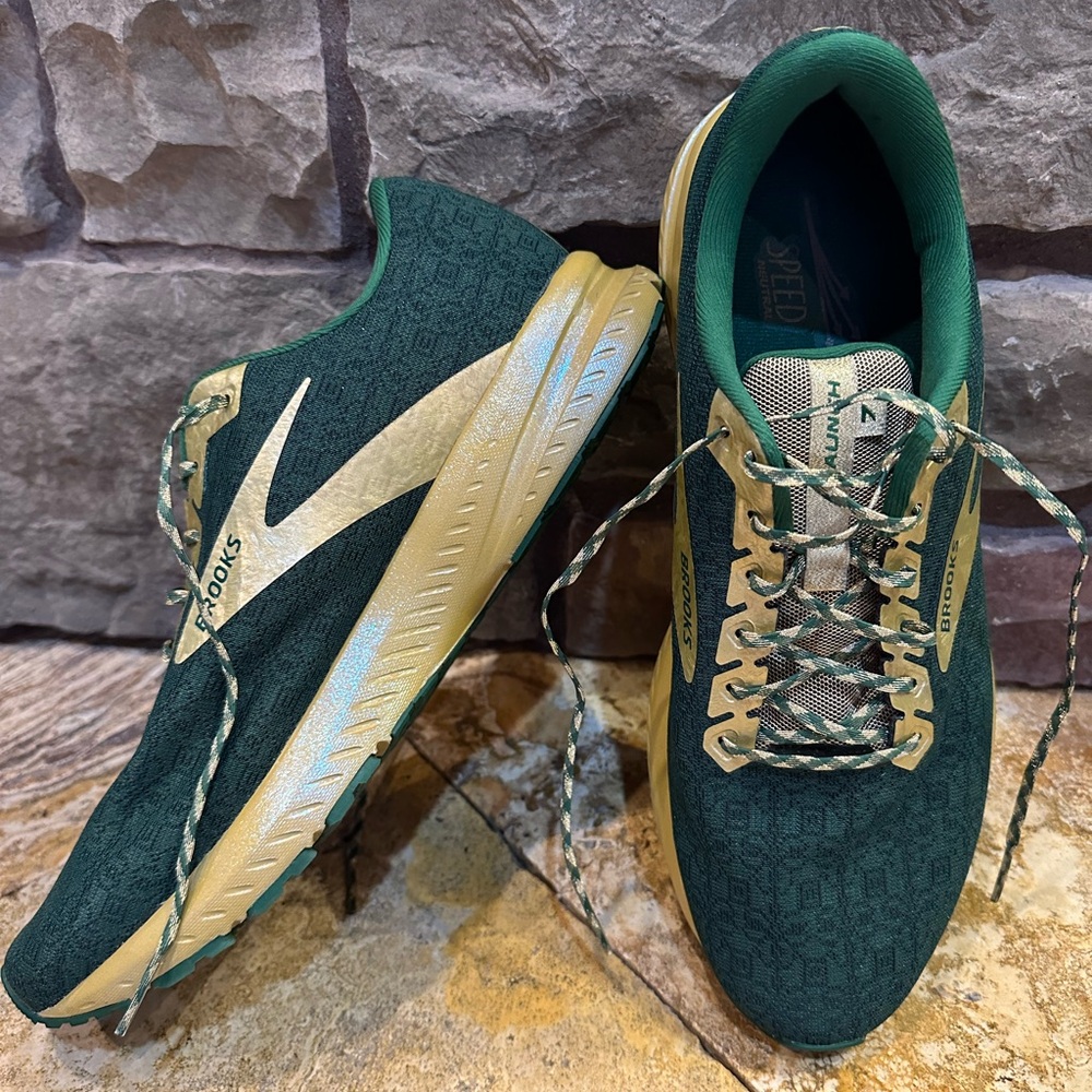 Brooks Launch Men's Green and Gold Running Shoes 12.5